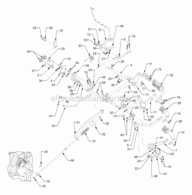 Brake And Control Pedals Diagram and Parts List for 3204 14A-641-100 Cub Cadet Lawn Tractor
